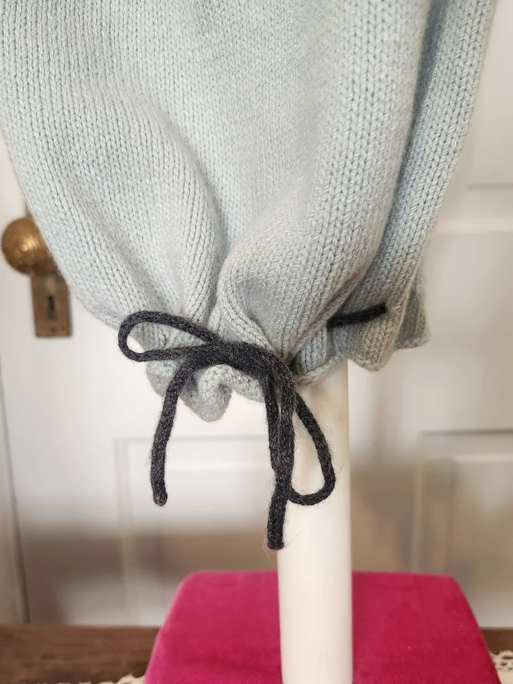 100% American Cashmere Light Blue and Navy Giraffe Baby Sacque One Size